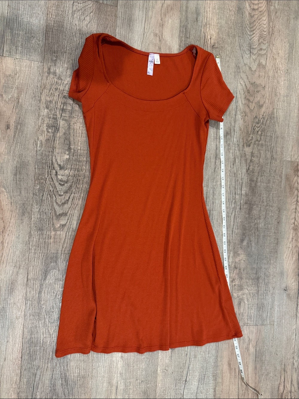 Alya Ribbed Scoop Neck Mini Dress - Rust